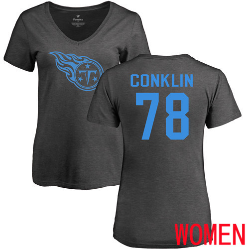 Tennessee Titans Ash Women Jack Conklin One Color NFL Football #78 T Shirt->tennessee titans->NFL Jersey